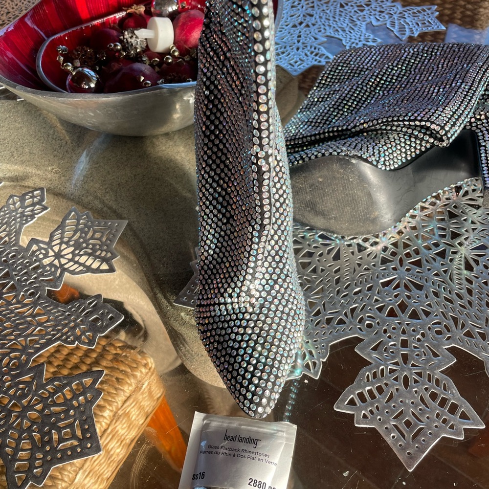 Steve Madden sequin diamond sparkly scrunch calf high heel boots - Picture 9 of 12